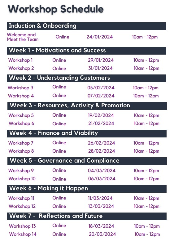 Women in Business timetable